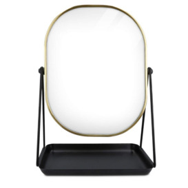 Oval Metal Frame Freestanding Makeup Floor Mirror in Gold