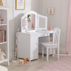 Kids Vanity Dressing Table & Chair Set with Mirror