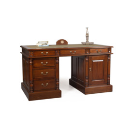 Colonial Double Pedestal Desk With Leather
