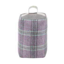 Newton Tartan Check Lavender and Wheat Filled Doorstop Fabric