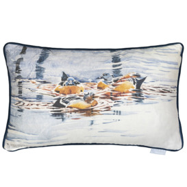 Anatidae Anatidae Floral Animal Piped Cushion Feathers Floral Rectangular Lumbar Cushion Cushion With Filling