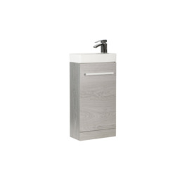 K-Vit Purity Silver Oak 410mm Cloakroom Vanity Unit with Ceramic Basin