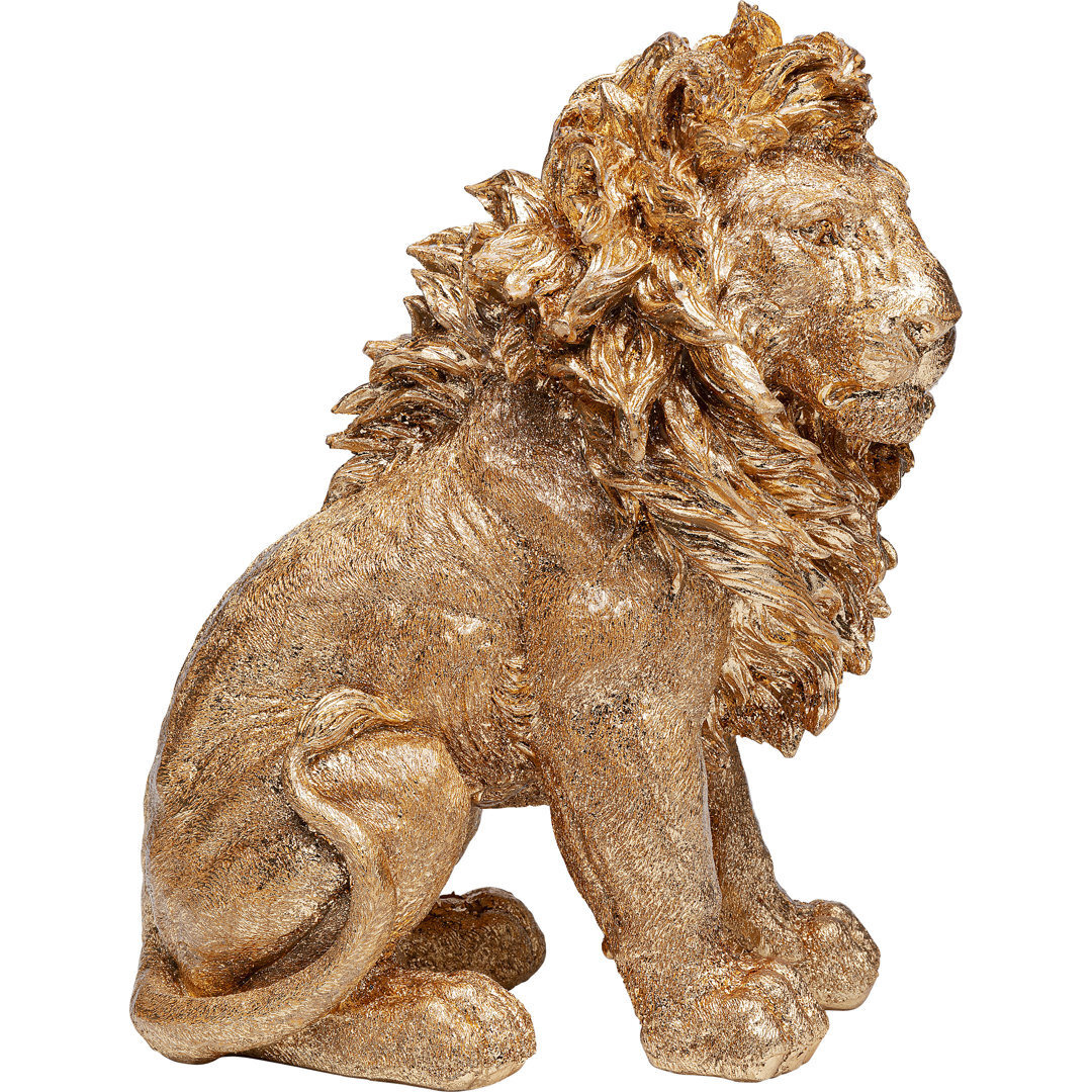 Deco Figurine Sitting Lion Silver 42cm