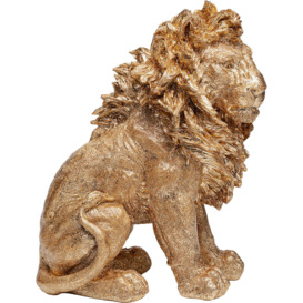 Deco Figurine Sitting Lion Silver 42cm