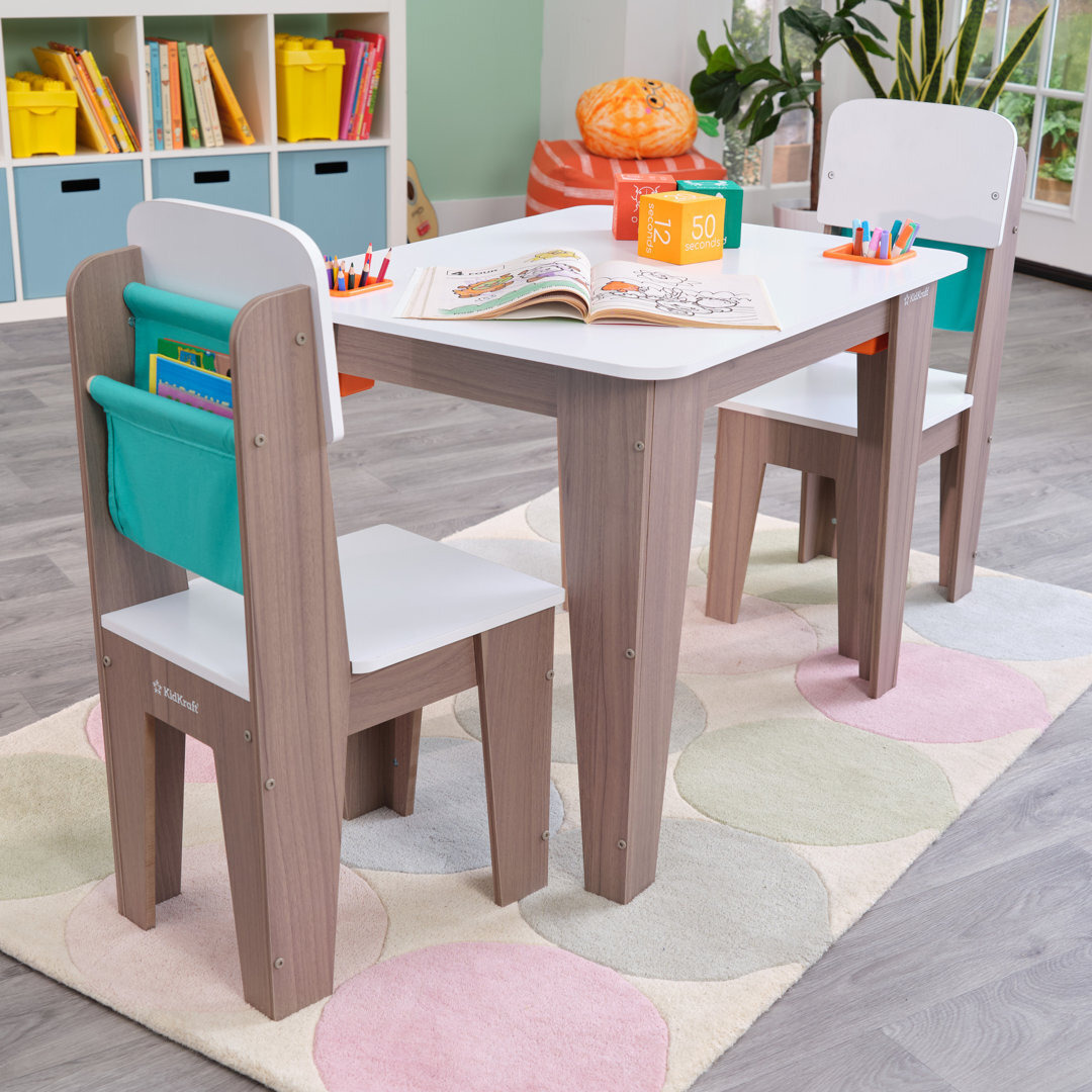 Kids 3 Piece Rectangular Activity Table and Chair Set