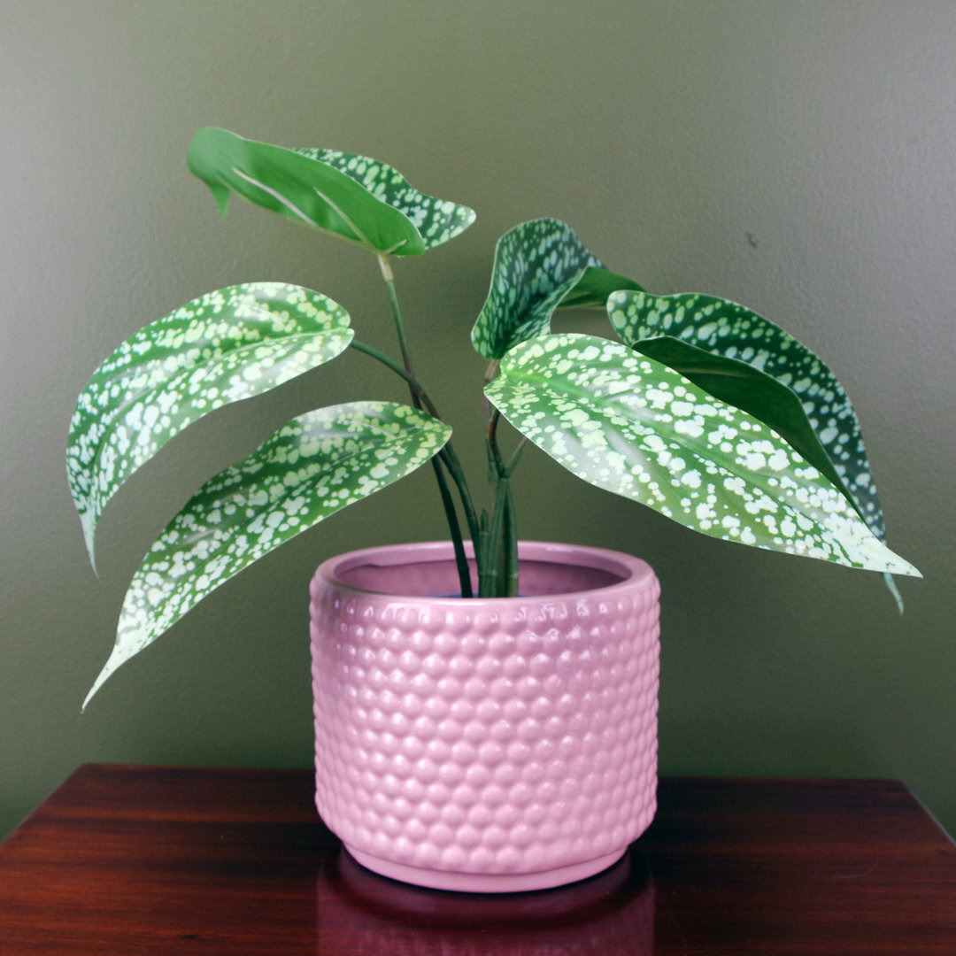 Artificial Spotted Leaf Plant in Plastic Planter