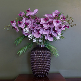 Amethyst Vase Artificial Orchids and  Foliage