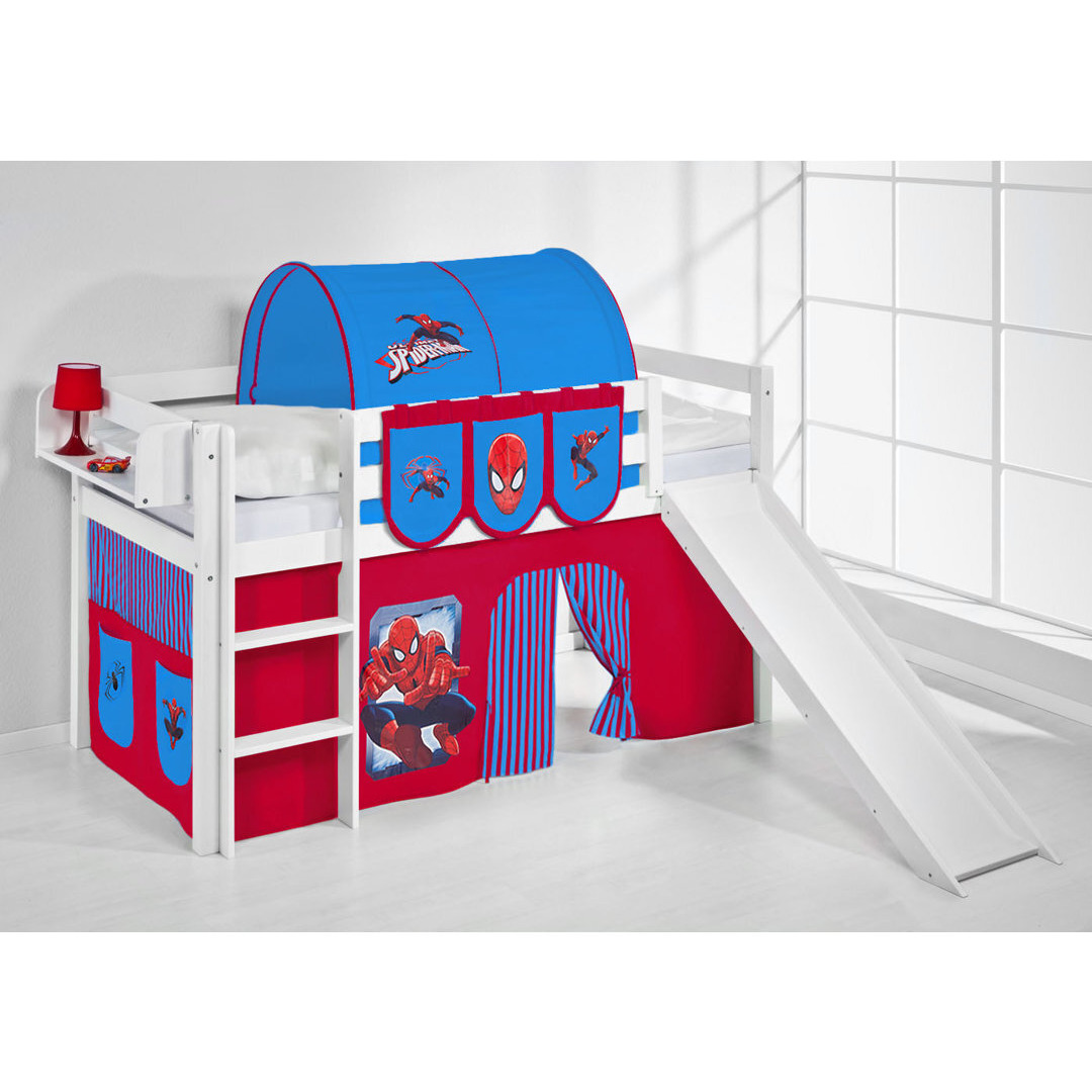 Spiderman Single (3') High Sleeper Bed with Slide and Curtain by - Technical View
