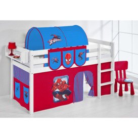 Spiderman Mid Sleeper Bed with Curtain and Slatted Frame