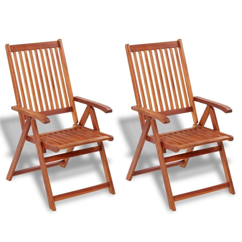 Charmayne Folding Garden Chairs Solid Acacia Wood Brown