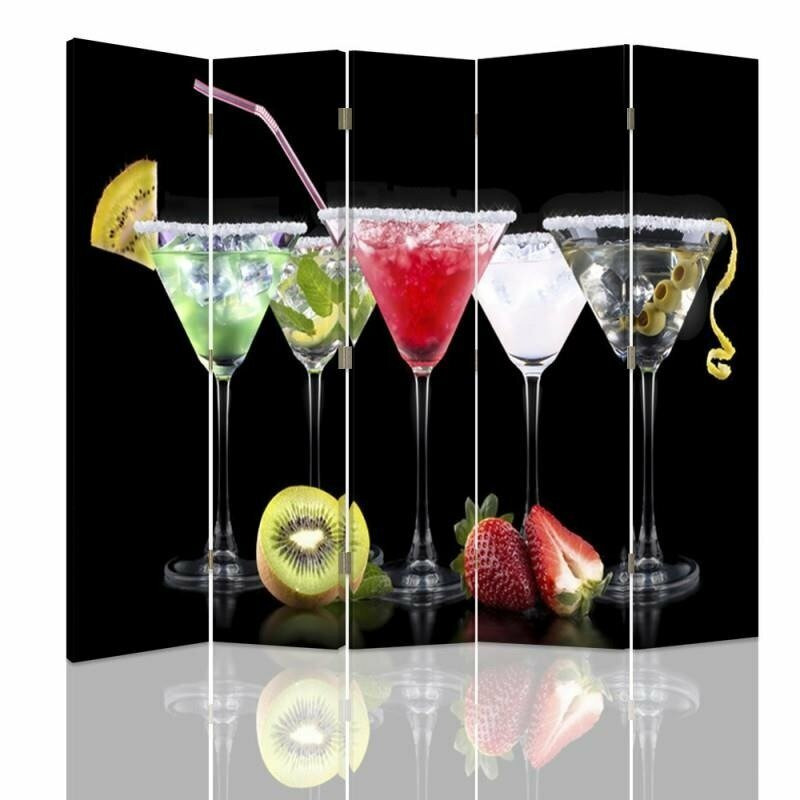 Drinks and Fruits Canvas 5 Panel Room Divider