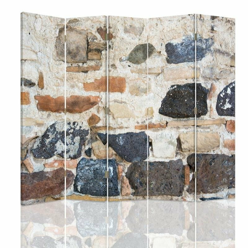 Stone Wall Canvas 5 Panel Room Divider