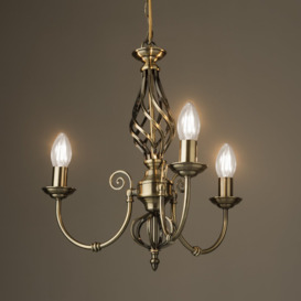 Curley 3-Light Antique Brass Traditional Twist Candle Candelabra Style Chandelier