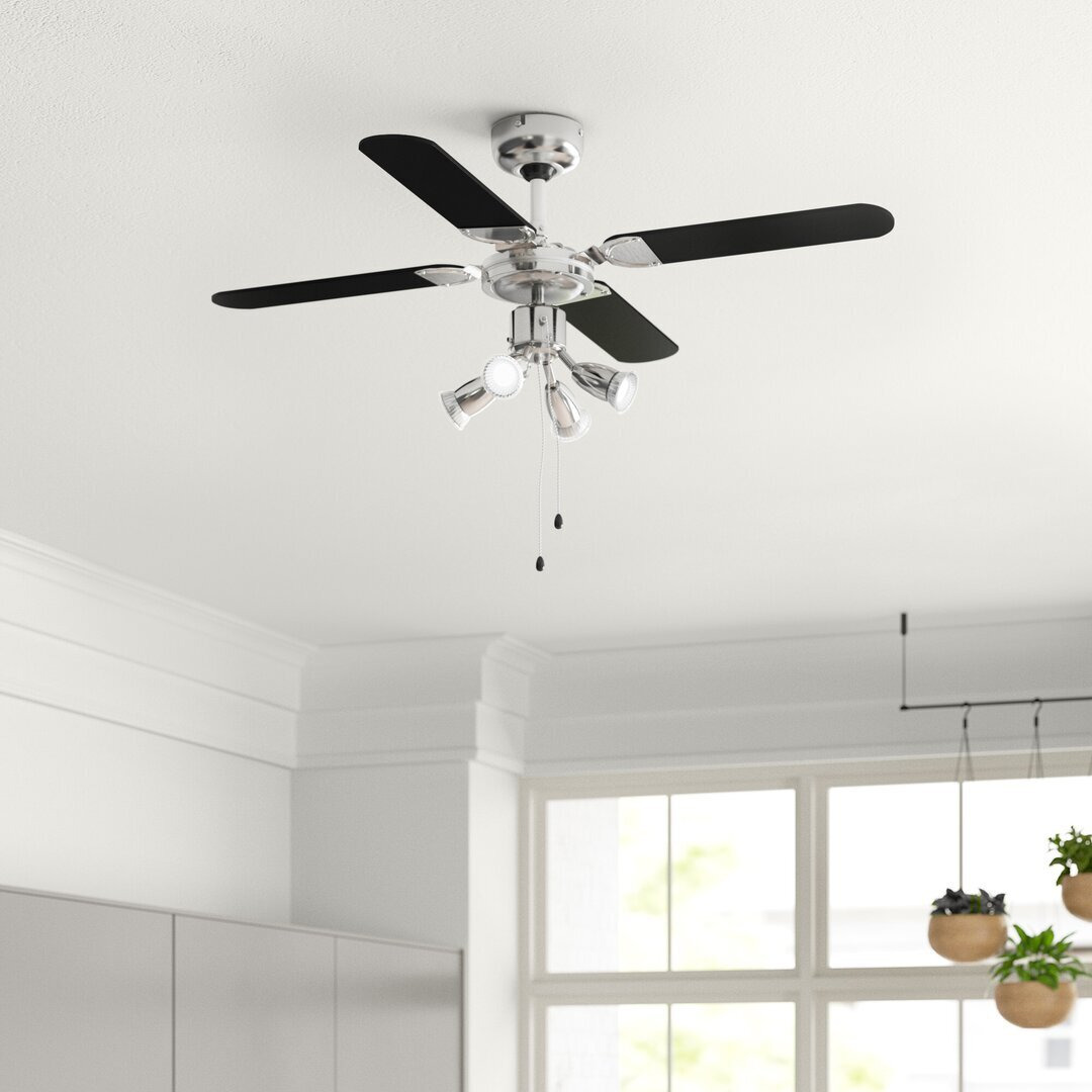 106Cm Lenora 4 - Blade Ceiling Fan with Pull Chain and Light Kit Included