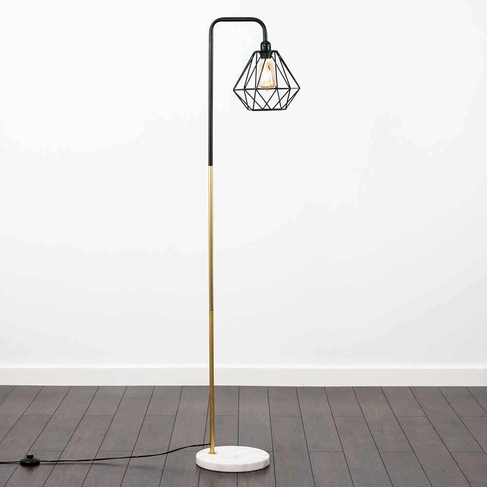 Chereen 153cm Black/Gold/White Arched Floor Lamp