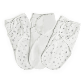 Silentnight Safe Nights Breathable 100% Soft Cotton Baby Swaddle - Pack Of 3