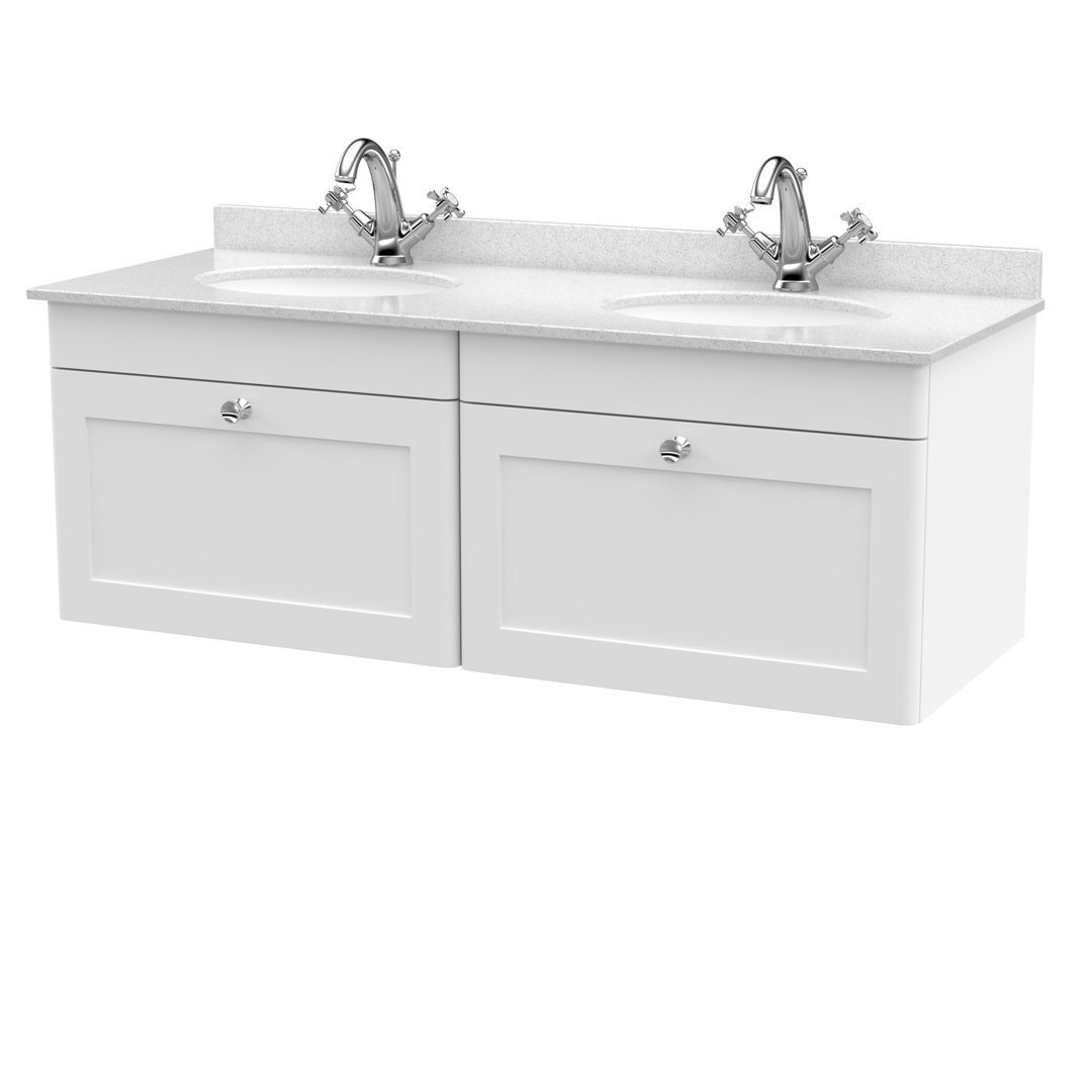Classique 1220mm Wall Mounted Double Bathroom Vanity with Marble Vanity Top