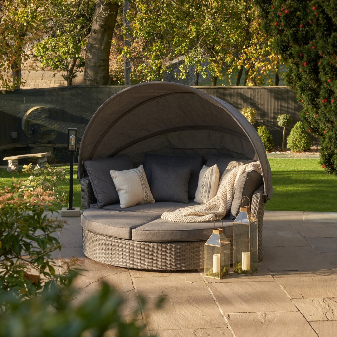 Aarju 195'' Wide Wicker Garden Daybed with Cushions