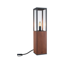 Brown/Black Plug-in Wood Bollard Light