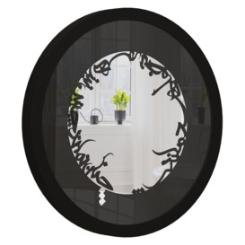 Analeese Round Framed Wall Mounted Accent Mirror in Black