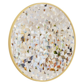 Agulla Round Framed Wall Mounted Accent Mirror in Gold