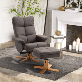 Charlestown Faux Leather Manual Swivel Recliner with Footstool