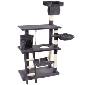 Cat Tree Tower, 75 X 40 X 143 Cm, Cat Condos With Sisal Scratching Posts, Cat Play House And Rest Place, Black