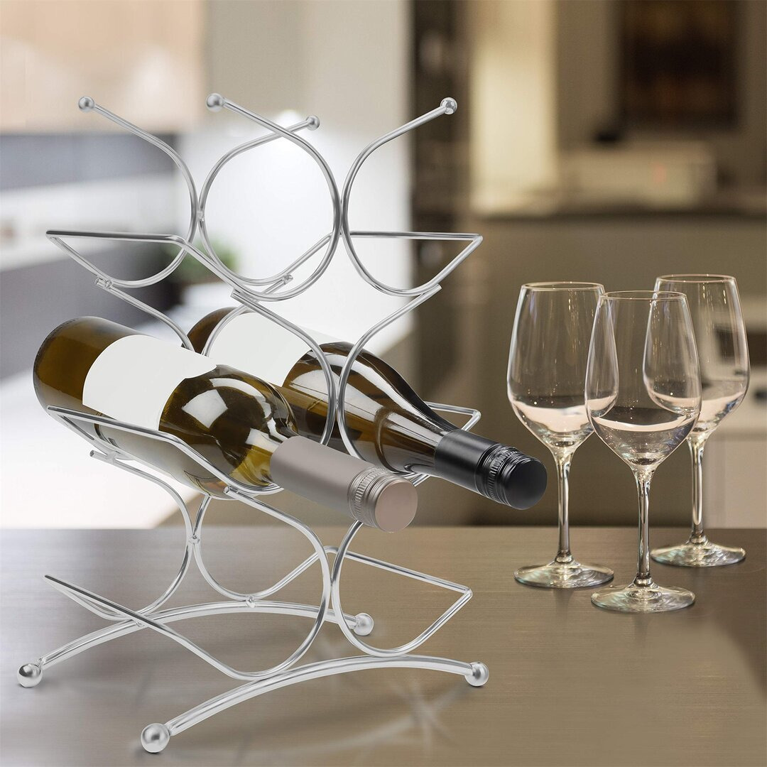 Stainless Steel Metal Wine Bottle Countertop Rack Holds
