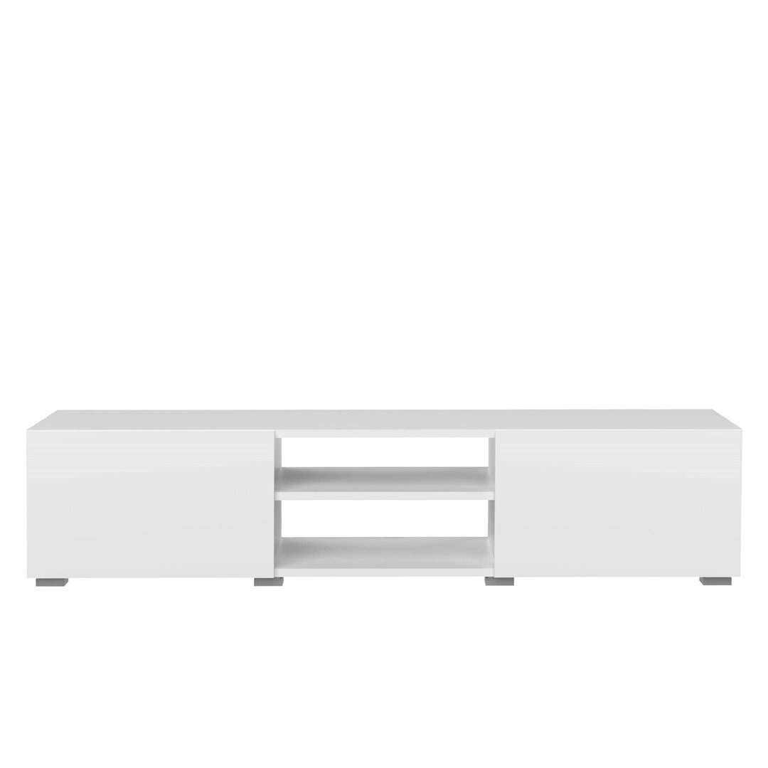 2-Door 1-Shelf TV Stand, 140 X 42 X 31 Cm, White/Brown Oak-Effect