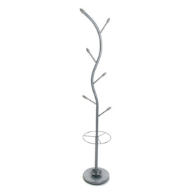 Coat Stand With Umbrella Stand, Metal, Silver, 185 X 30 X 30 Cm