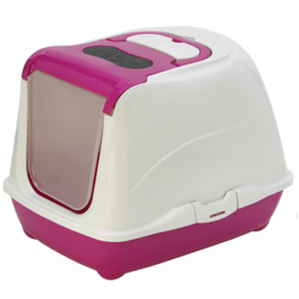 Pink Cat Flip Litter Tray Box Hooded Pan Toilet Loo Carbon Filter Scoop