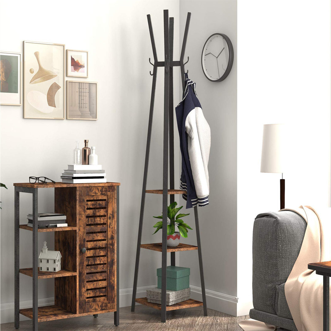 Coat Rack Stand, Sturdy Coat Tree With Shelves, Free Standing