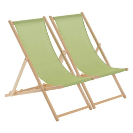 Lime Green Wooden Deck Chair Traditional FSC Wood Folding Adjustable, Garden/Beach Sun Lounger Recliner