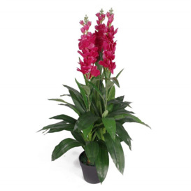 90Cm Artificial Cymbidium Orchid Plant-Extra Large Black Plastic Pot, Dark Pink