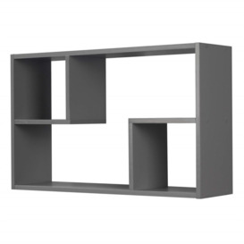 Rectangular Wooden Floating Wall Mounting Shelf Display Unit Book Storage (Grey)