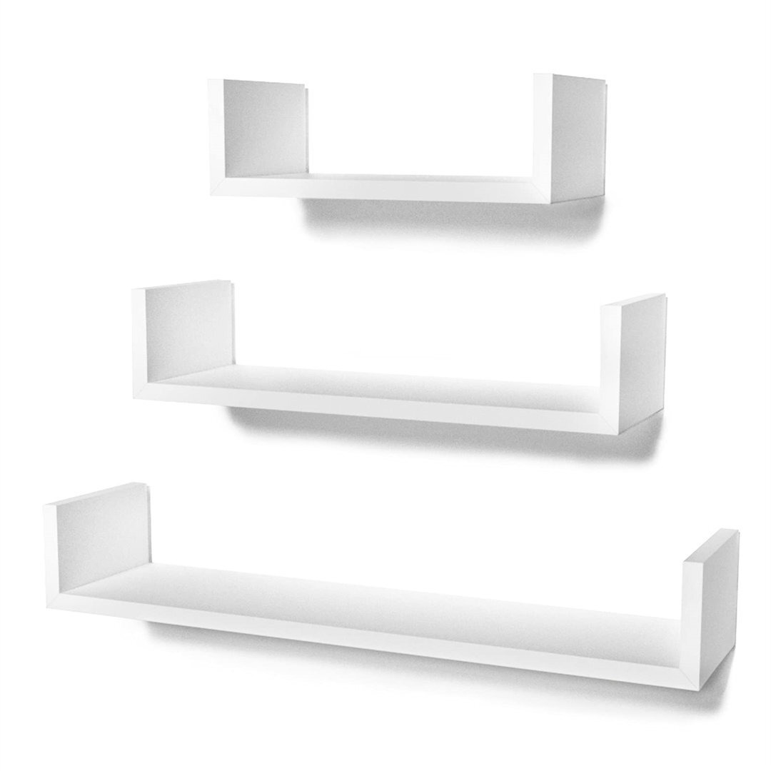 Floating Shelves, Mounted Shelves For Wall 60Cm, 45Cm, 30Cm, Easy To Install Black Shelves Pack Of 3, U-Shaped Wall Shelves For Kitchen, Living Room,