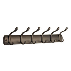 Wall Mounted Coat Rack  Coat Rail With 6 Double Coat Hooks For Jackets, Dressing Gowns, Scarves And Towels  Wardrobe Coat Rack  Bronze