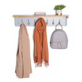 Coat Hooks Wall Mounted With Shelf - Grey Wooden Coat Rack With 7 Strong  Metal Hooks & Ash Shelf, Floating Shelf Hallway Furniture With 60Kg  Capacity by Wayfair