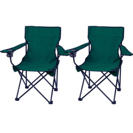 Set Of 2 Folding Canvas Camping Chair Portable Fishing Beach Outdoor Garden Chairs