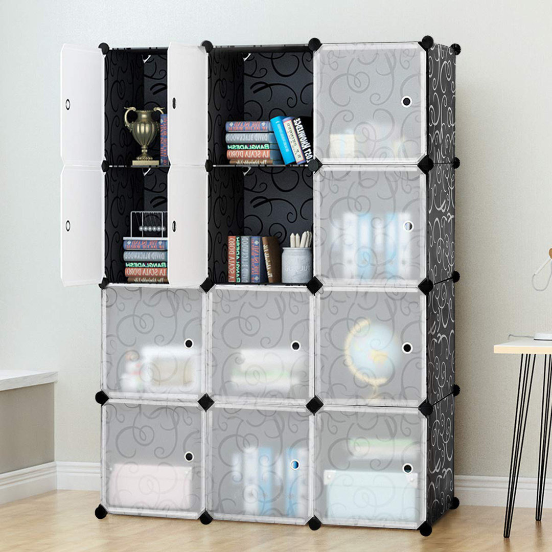 Portable Wardrobe, 20 Cube Closet DIY Interlocking Combination Armoire, Space Saving Plastic Modular Cabinet Storage Organizer For Clothes, Shoes And