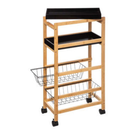 40 Cm' Kitchen Trolley With Solid Wood and Locking Wheels