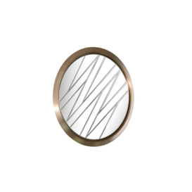Round Metal Framed Wall Mounted Accent Mirror in Brushed Brass