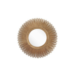 Sunburst Resin Framed Wall Mounted Accent Mirror in Gold