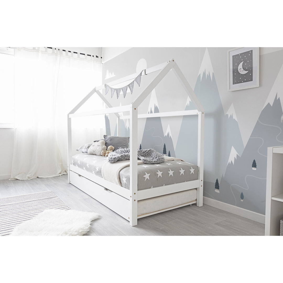 UK Single - DE 90 x 190 cm Solid Wood House Bed and Mattress with Trundle by UK Sleep Design
