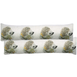 Natchez Woodland Hedgehog Draught Excluder Animal Print Bolster Cushion with Filling