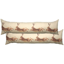 Poisson Hunter Leaping Hare Draught Excluder Animal Print Bolster Cushion with Filling