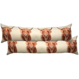 Bursa Hunter Highland Cow Draught Excluder Animal Print Bolster Cushion with Filling