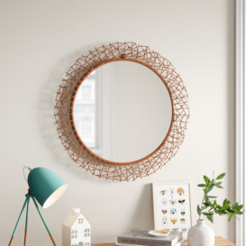 Ilasha Round Framed Wall Mounted Accent Mirror in Burnt Copper