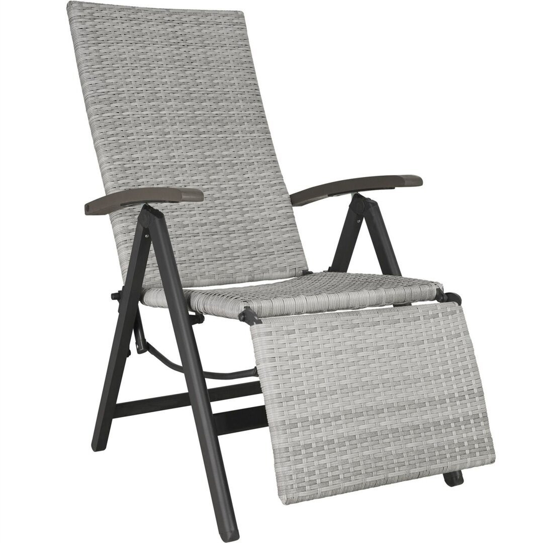 Reclining Garden Chair With Footrest Light Grey