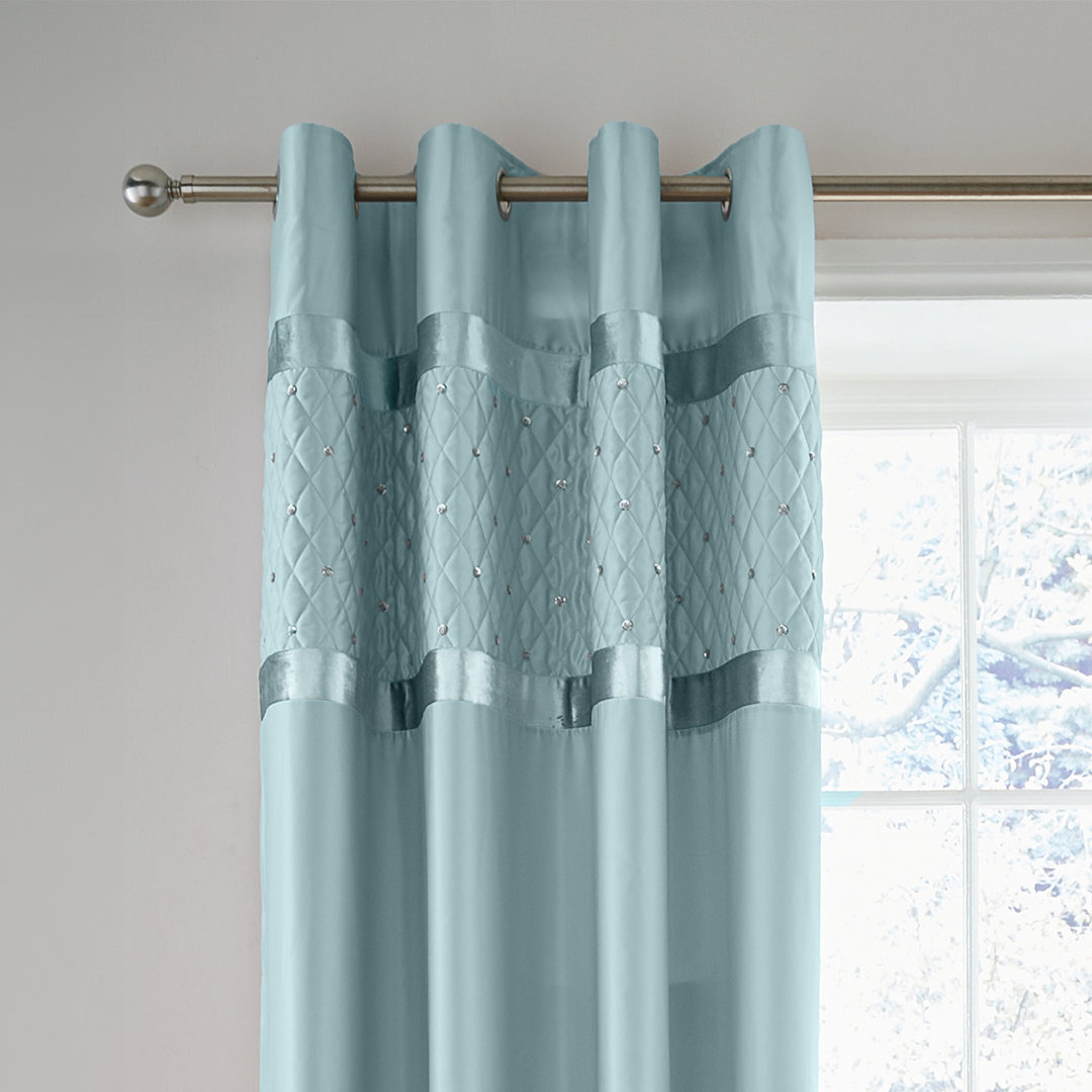 Sequin Cluster Lined Eyelet Curtains
